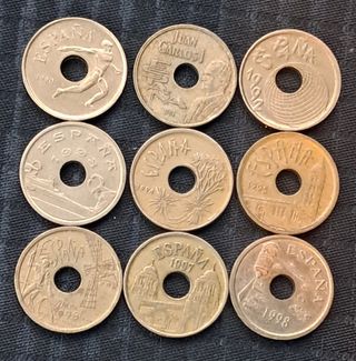 Monedas 25 pesetas España (1990-1998)