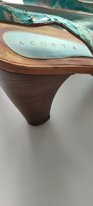 Tacones piel serpiente, azul turquesa, 41, ACOSTA.