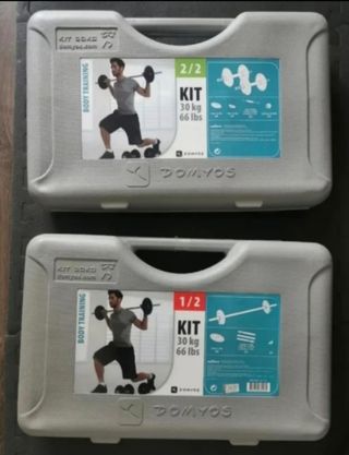 PESAS KIT 2 MALETINES DISCOS BARRAS MAN