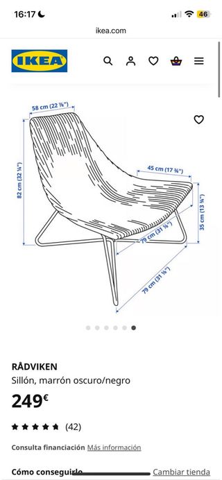 Silla Ikea Radviken marrón