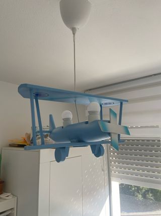 Lampara Avión Madera Infantil