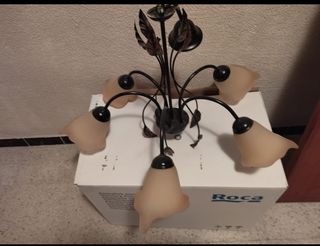 Lampara forja 5 brazos - Beige/Negro