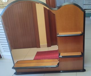 Espejo tocador madera - marrón y negro