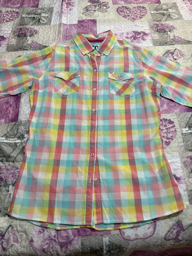 Camisa Roxy cuadros multicolor