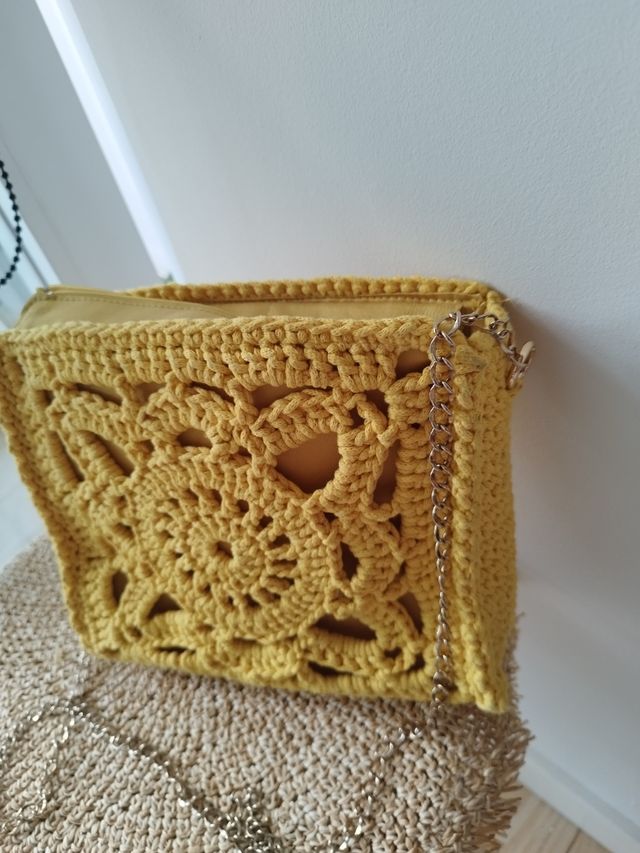 Bolso crochet mostaza.Precioso! original