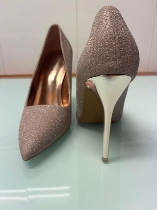 Salones glitter rosa-dorado, talla 39