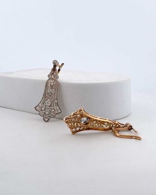 Pendientes vintage oro/platino diam.