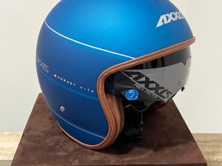 Casco moto AXXIS HORNET azul. JET