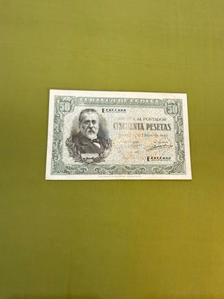 Billete 50 Pesetas 1940 España Menéndez Pelayo