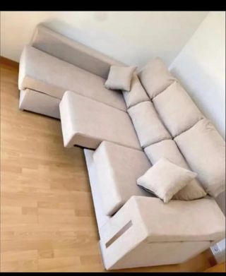 Sofá chaise longue beige