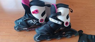 Patines Oxelo 36-38, con protecciones y bolsa 