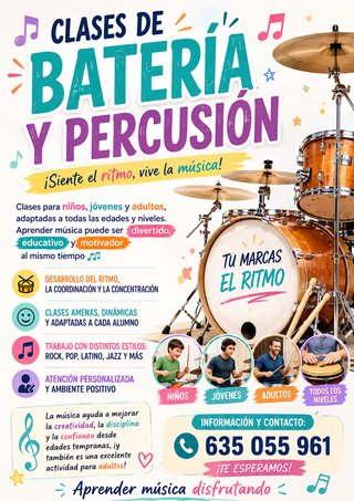 CLASES DE BATERÍA Y PERCUSIÓN 2026/2027