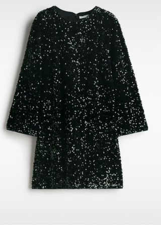 Vestido mini lentejuelas negro H&M