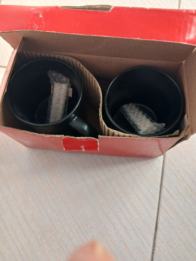 2 Tazas negra pizarra mate - cerámica con tizas