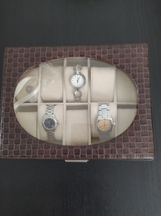 Caja relojes marrón - 10 relojes