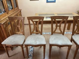 Mesa comedor y mueble rústicos de madera maciza