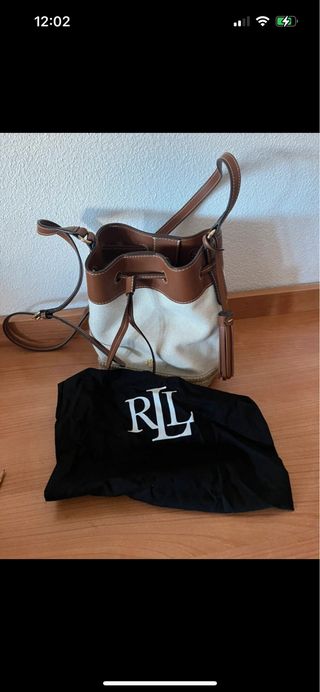 Bolso saco Ralph Lauren beige y marrón