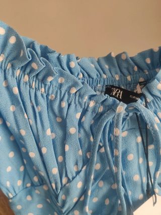 Vestido ZARA azul lunares - verano topos