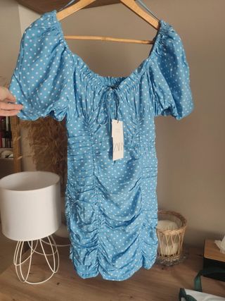 Vestido ZARA azul lunares - verano topos