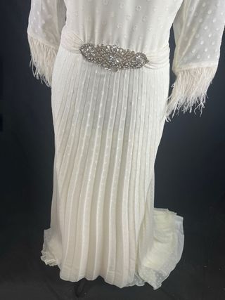 Vestido novia blanco plumeti