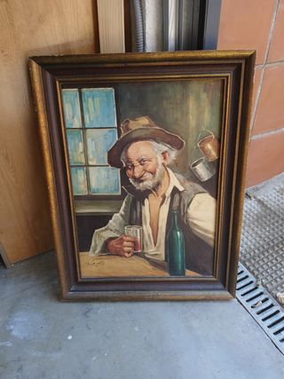 Cuadro antiguo de hombre bebiendo