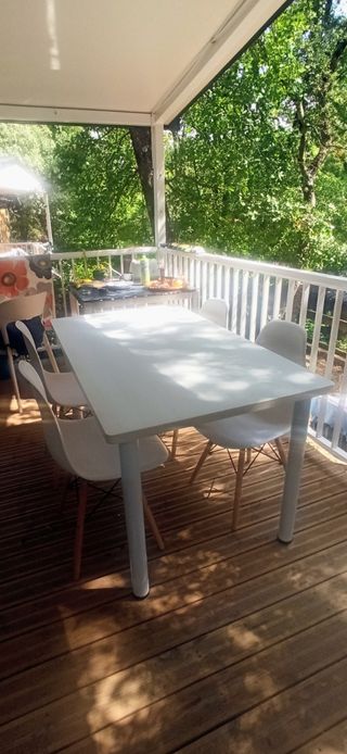 Mesa Comedor Blanco Crudo - Madera y Metal