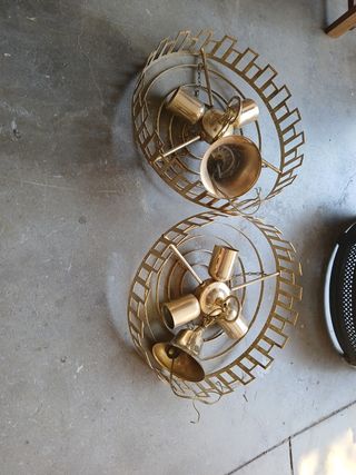2 Lámparas vintage doradas