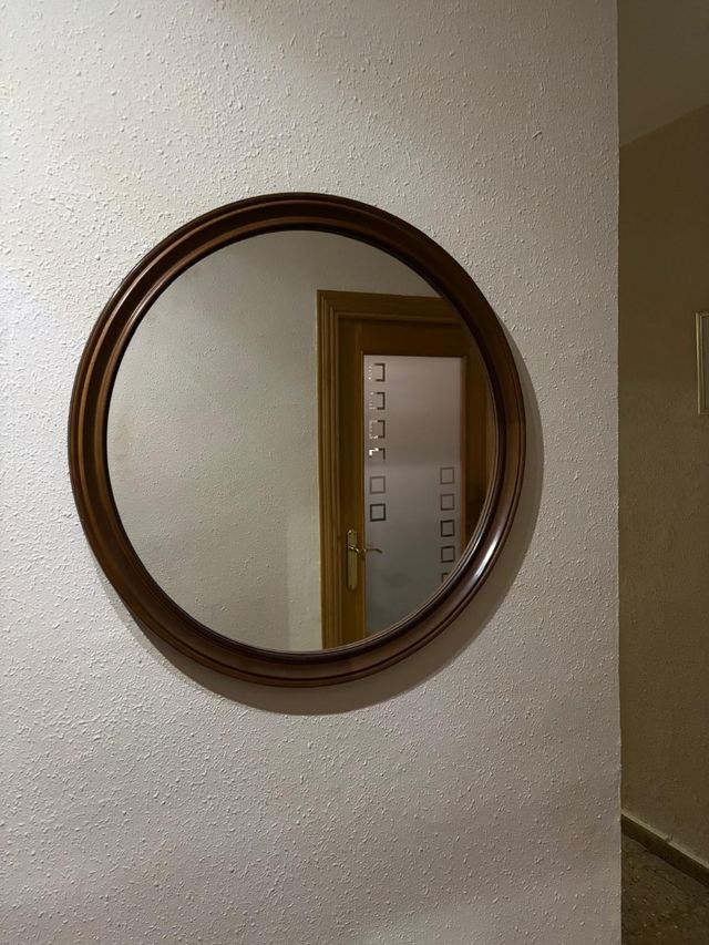 Espejo ovalado madera marrón