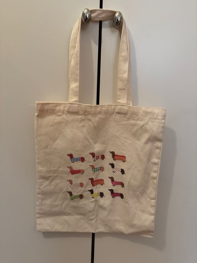 Borsa tote in tela stampa bassotti multicolor