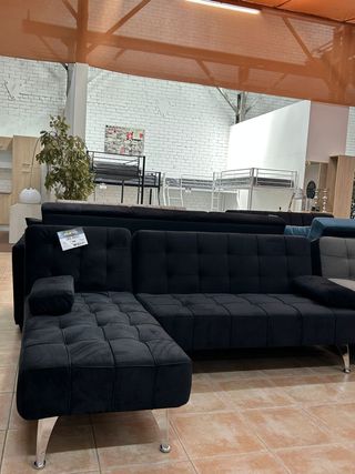 Sofá Cama Terciopelo Negro - Chaiselongue