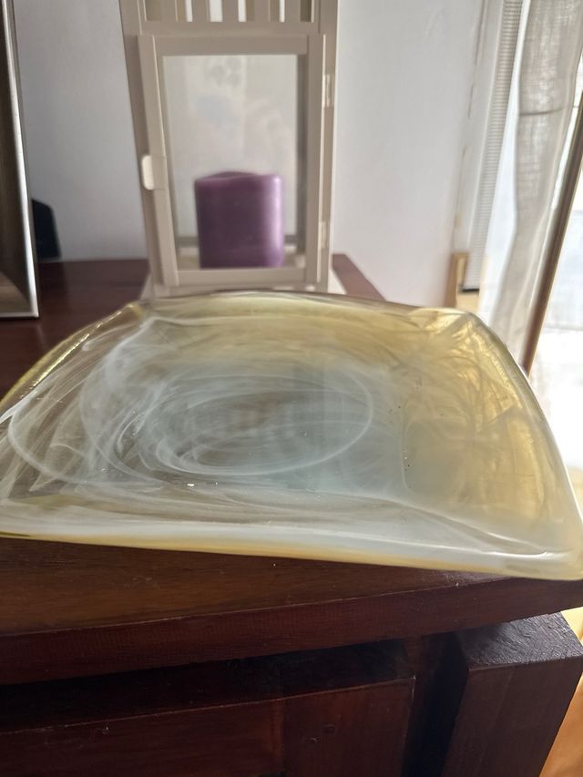 Plato decorativo de cristal - Amarillo