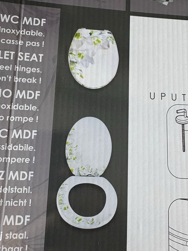 Asiento inodoro flores - MDF blanco - miniatura 7