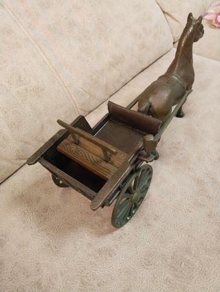 Carro caballo bronce vintage 38cm