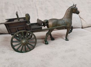 Carro caballo bronce vintage 38cm