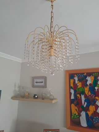 Lámpara techo cristal dorado