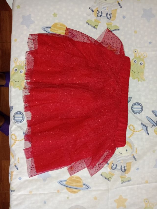 FALDA ROJA TUL TALLA 3/4 AÑOS