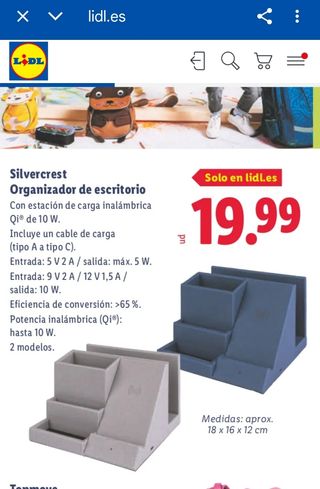 Organizador escritorio azul y blanco