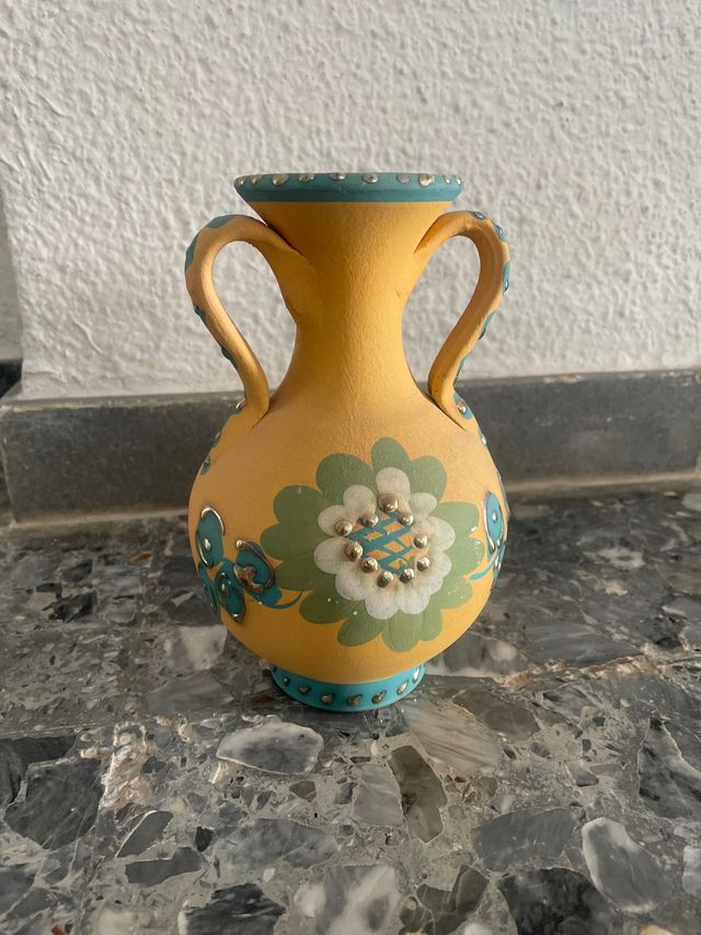 Jarrón Cerámica Amarillo-Verde