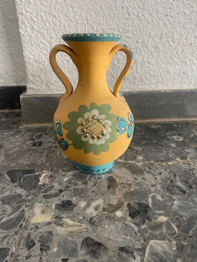 Jarrón Cerámica Amarillo-Verde