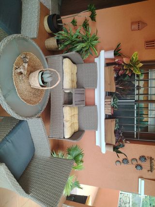 Conjunto jardín mimbre marrón