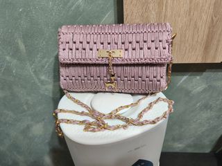 Bolso crochet rosa gold
