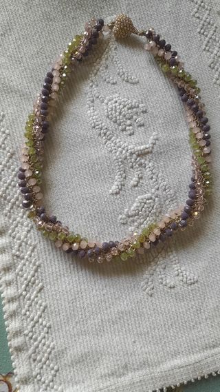 Collana sfaccettata viola-verde