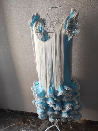 Vestido gitana azul y beige 