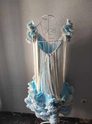 Vestido gitana azul y beige 