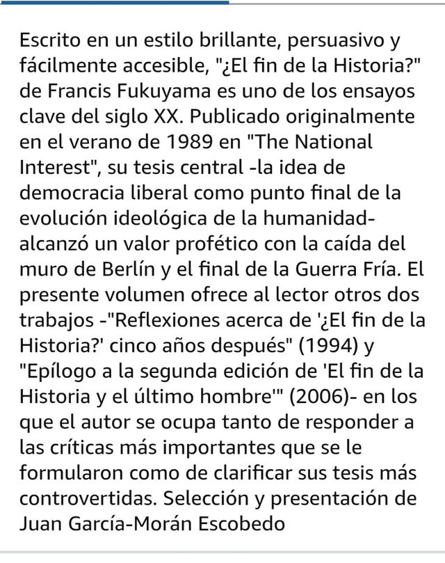 Libro ¿El fin de la Historia? y otros ensayos.