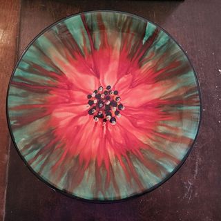 2 Platos de cerámico decorativo - Rojo y Verde