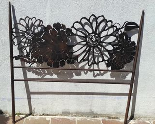 Cabezal cama metal flores