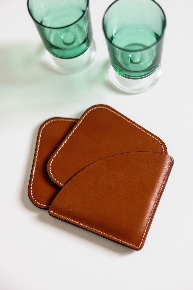 Set 2 sottobicchieri handmade in pelle – nuovi