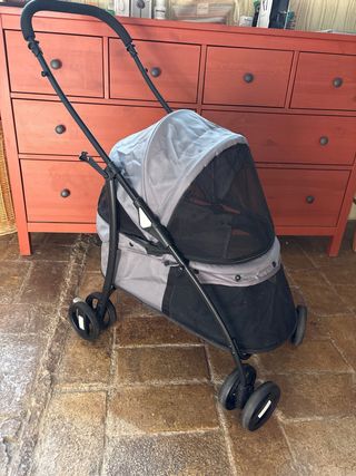 Carrito transporte mascotas gris