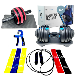 Kit Fitness: 2 Mancuernas Ajustables + accesorios